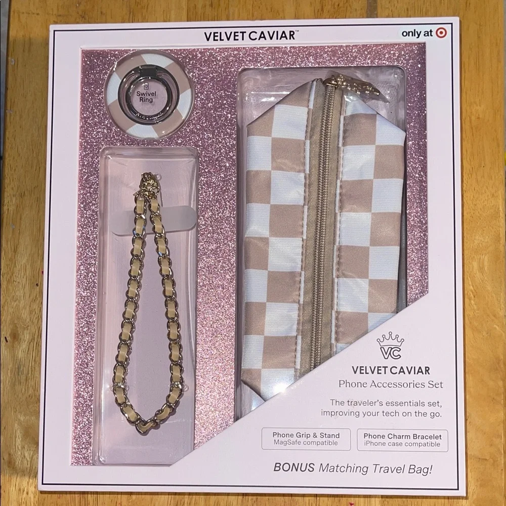 Velvet Caviar Gold and Cream Phone Accessories Set